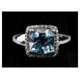 2.5 ct Blue Topaz Sterling Silver Ring RV $200