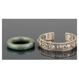 Lot of Chinese Bracelet & Spinach Carved Bangle