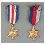 Two Assorted English World War II Star Medals