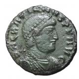 367-383 Roman Empire Gratian Follis Bronze Coin