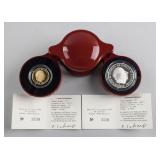 1988 Charles De Gaulle 1 Franc Gold & Silver Proof