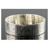 Chinese Silver Buddhist Mantra Bracelet S999 Mark