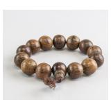 Chinese Wood Carved Prayer Beads Bracelet