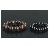 Two Assorted Chinese Wood Carved Bracelets