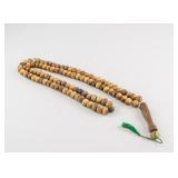 Chinese Wood Carved Prayer Beads Necklace