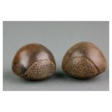 Pair of Chinese Fine Carved Wood Chestnuts