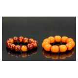 Two Assorted Chinese Agate and Amber Bracelet