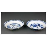 2 Assorted Chinese Blue & White Saucers