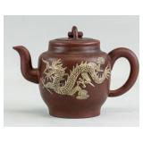 Chinese Zisha Dragon Teapot Signed Deng Kui