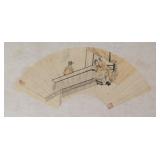 Chinese Watercolor Erotic Scene on Fan Paper Roll