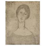 Amedeo Modigliani Italian Signed Linocut 26/75
