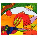 Carl-Henning Pedersen Danish COBRA Oil on Canvas