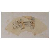 Chinese Watercolor Erotic Scene on Fan Paper Roll