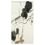 Chinese Watercolor Lotus Roll Signed by Artist