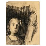 Odilon Redon French Symbolist Charcoal on Paper