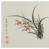Chang Yaming Chinese Watercolor Orchid Framed