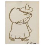 Diego Rivera Mexican Post Impressionist WC Figure