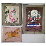 Three Assorted Silk Embroidery and Paintings