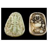 2 Assorted Chinese Hardstone Carved Pendants