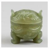 Chinese Serpentine Tripod Censer with Lid