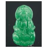 Burma Green Jadeite Carved Guanyin Pendant