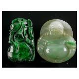 2 Assorted Burma Green Jadeite Carved Pendants
