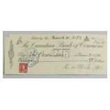 1934 Canadian Bank of Commerce Cheque with Stamp