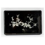 Chinese Black Lacquer Wood Tray with Printing