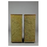 Pair of 19th C. Chinese Carved Bamboo Brush Pots