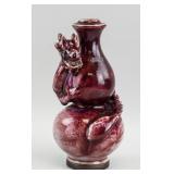 Chinese Copper Red Porcelain Dragon Gourd Vase