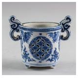 Chinese Blue and White Porcelain Censer with Mark