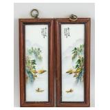 2 PC Chinese Porcelain Painting Plaque Wang Yeting