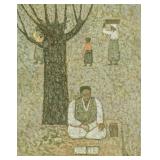 Soo Kun Korean Oil Seated Man on Canvas