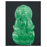Burma Green Jadeite Carved Guanyin Pendant