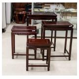 Four Chinese Wood Nested Table Set