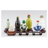 Lot of 7 Chinese Stone Glass Ceramic Snuff Bottles