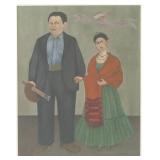Frida Kahlo Mexican Signed Linocut on Paper