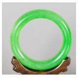 Chinese Emerald Green Hardstone Carved Bangle