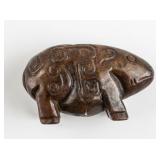 Chinese Archaistic Brown Jade Carved Pig Pendant