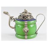 Jade Teapot with Silver Trimming and Lid