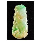 Burma Mixed Tone Jadeite Carved Fish Pendant