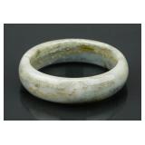 Chinese White Jade Carved Bangle