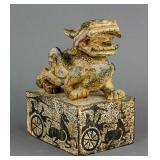 Chinese Hetian Green Jade Dragon Seal