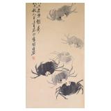 Qi Baishi 1864-1957 Chinese Ink Crab Paper Scroll