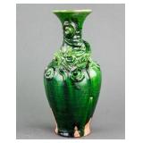 Chinese Green Ground Porcelain Dragon Vase