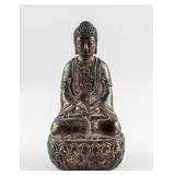 Chinese Gilt Bronze Shakyamuni Buddha Statue w/ MK