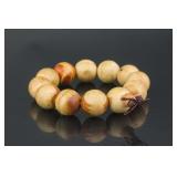 Chinese Wood 12-Bead Carved Bracelet