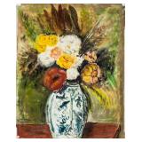 Gino Brogi XX Italian Oil on Paper Still Flowers