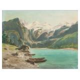 Oil on Board Landscape Scene E. Plunder