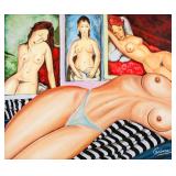 Roberto Carbone Italian Postwar Oil on Canvas Nude